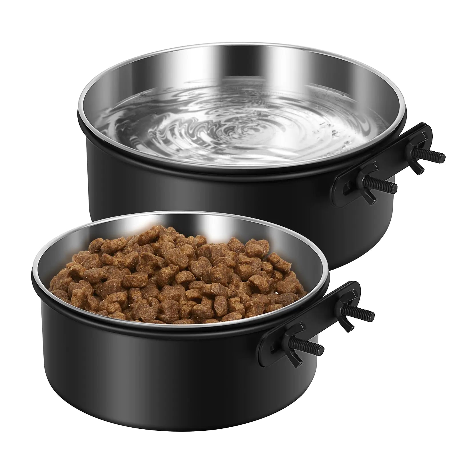 2 Packs Dog Crate Water Bowl No Spill Dog Crate Bowls Hanging Mountable Food Water Bowls for Dog Crate Kennel Cage Stainless Steel Feeder Coop Cup for Dogs Cats Pet Puppy Guinea Pigs Rabbits