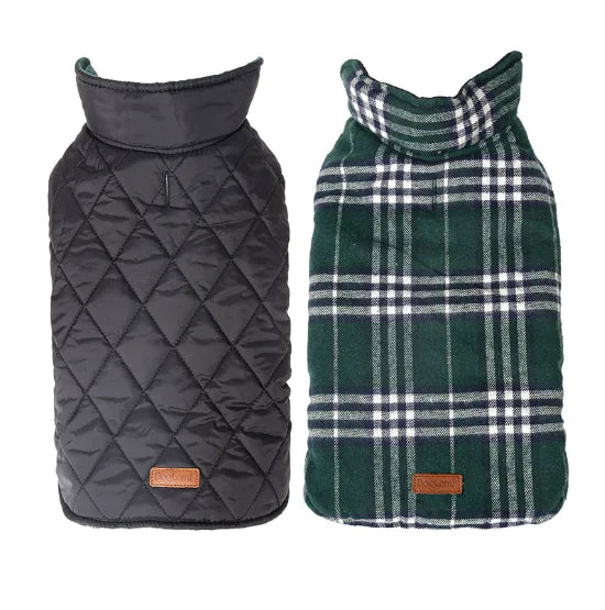 Waterproof Reversible Plaid Dog Jacket for Pets